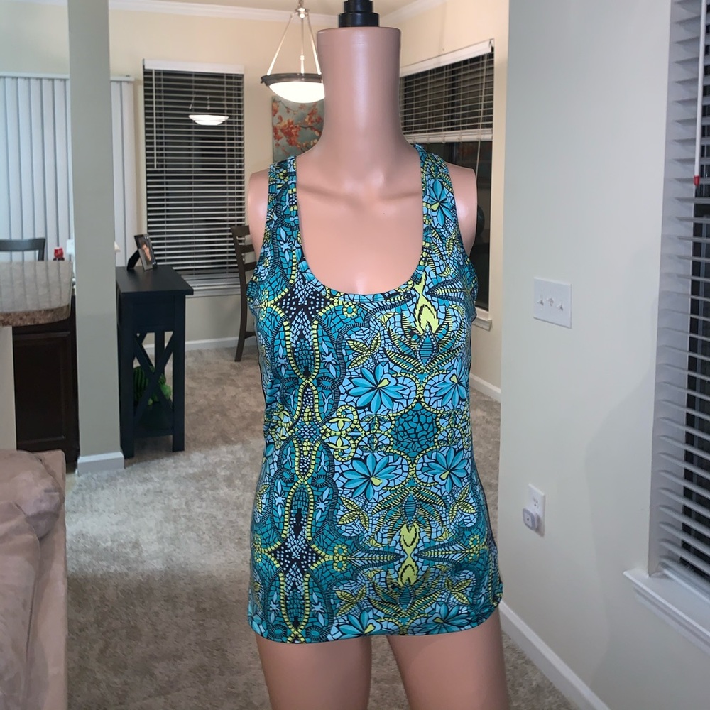 Tulah Blue & Yellow Floral tank top size S